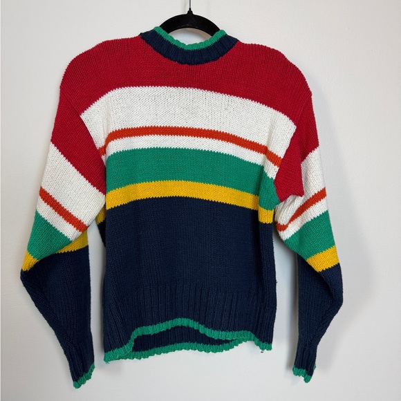 vintage primary colors Liz Claiborne mock-neck sweater size small 100% cotton - Picture 2 of 5